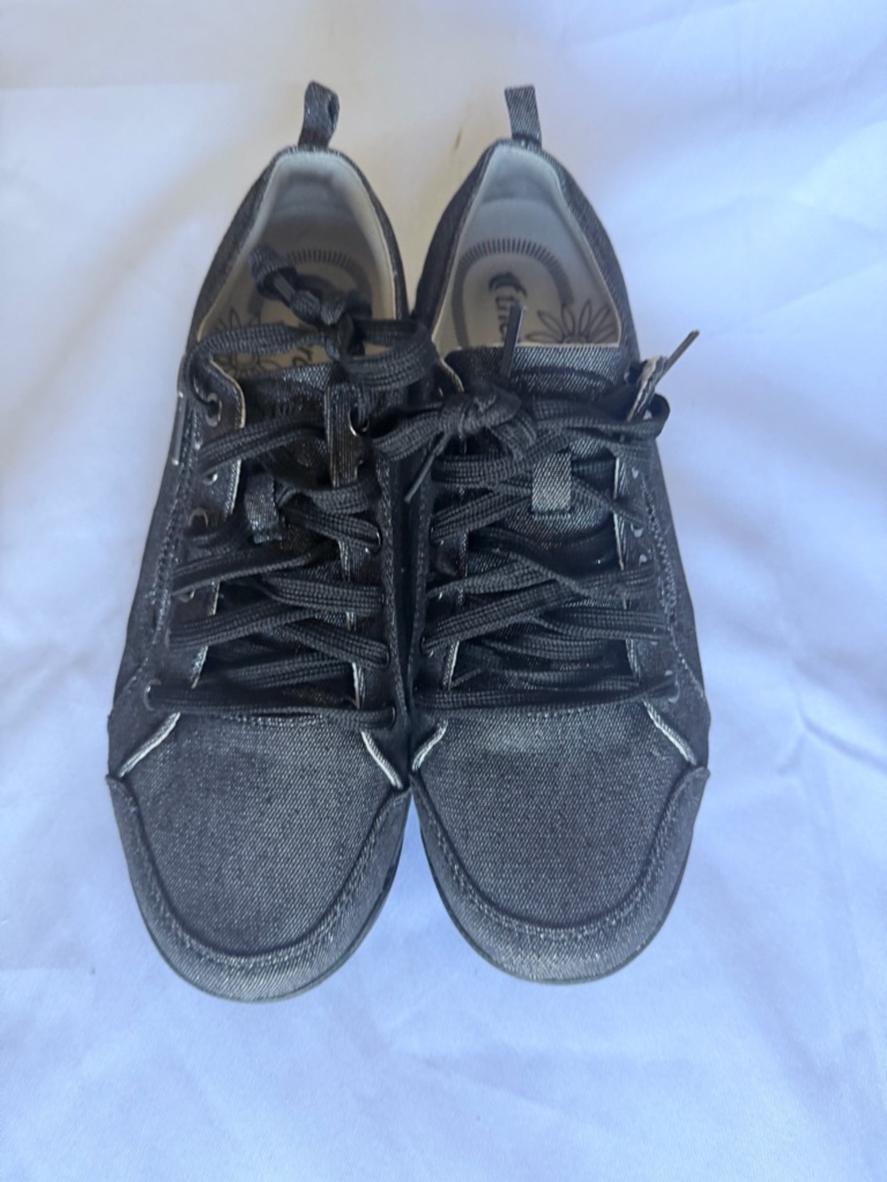 Women's Black Canvas Lace-Up Sneakers